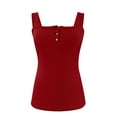 thumbnail image 4 of safuny Summer Women's Trendy Slim Basic Crop Tank Top Solid Color Cami Top Sleeveless Round Neck Top Leisure Comfy Clothing Fashion Red M, 4 of 6