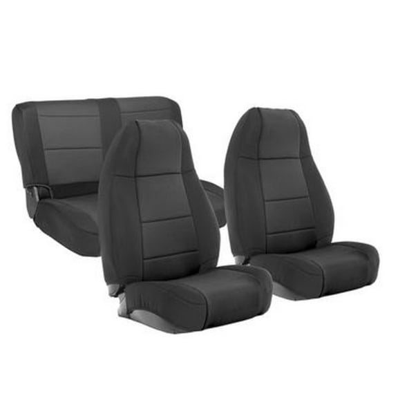 KarParts360 For Jeep Wrangler (YJ) 1991 92 93 94 1995 Seat Cover Kit | Front And Rear | Black | Neoprene