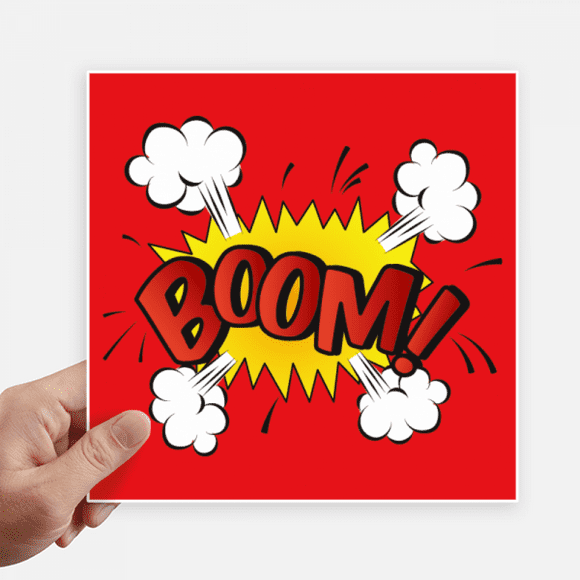 Boom Clouds Gas Exclamation Sticker Square 8inch Wall Suitcase Laptop Decal 4pcs
