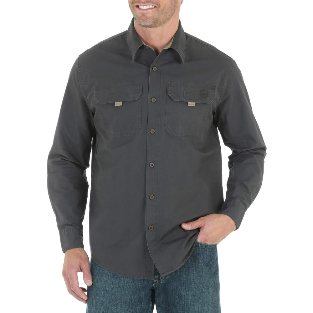 Wrangler - Big Men's Long Sleeve Woven Canvas Shirt - Walmart.com ...