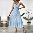 thumbnail image 7 of Aloohaidyvio Dresses for Women No Boundaries Women Summer Dresses V Neck Maxi Dress Tiered Silhouette with Flutter Sleeve Backless Elastic Waist Flowy Dress, 7 of 7