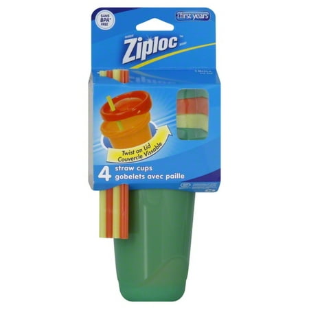 The First Years Ziploc Brand 10 Oz Straw Cups, 4ct