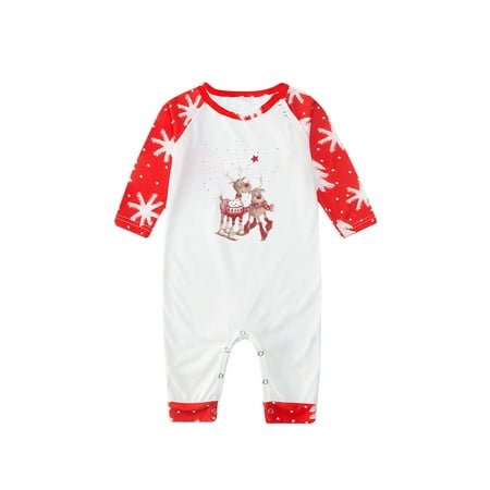 

Honeeladyy Fashionable Christmas Print Family European And American Pajamas Parent-child Suit Baby Red Clearance under 5$