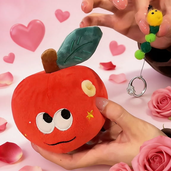 Surprise Red Apple Keychain Simulated Fruit Keychain Cute Soft Stuffed Pendant Mini Bag Filler Sweet Gift For Girlfriend WifeValentine's Day Holiday Party