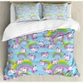 thumbnail image 3 of Unicorn Duvet Cover Set Twin Size, Repeating Pattern Mystical Ancient Beast Purity Grace Friendship Symbol Graphic Art, Decorative 2 Piece Bedding Set with 1 Pillow Sham, Multicolor, by Ambesonne, 3 of 3