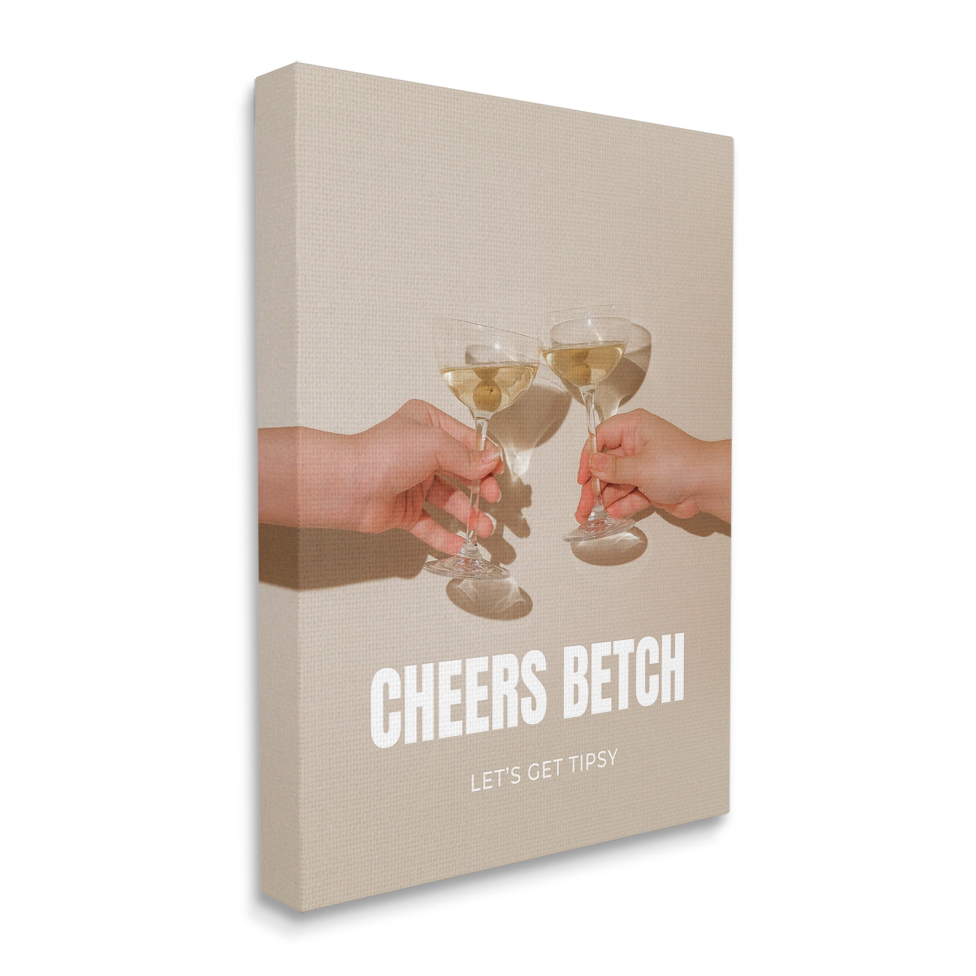 Stupell Industries Cheers Betch Wine Glasses Food & Beverage Painting Gallery Wrapped Canvas Art Print Wall Art, 36 x 48