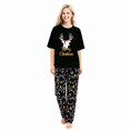 thumbnail image 5 of LuLiaMenton Matching Couples Christmas Pajamas Reindeer Lights Short Sleeve Long Pants Set, 5 of 5