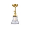 thumbnail image 1 of 201F-SG-G192-Innovations Lighting-Bellmont-1 Light Semi-Flush Mount in Industrial Style-6.25 Inches Wide by 13.5 Inches High   Satin Gold Finish with, 1 of 4