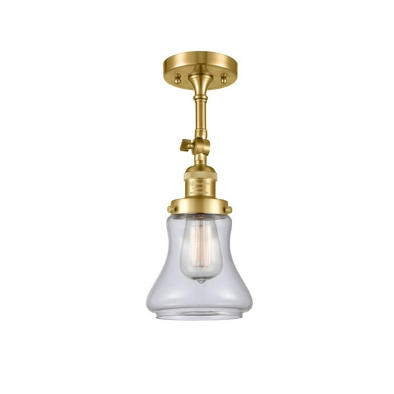 201F-SG-G192-Innovations Lighting-Bellmont-1 Light Semi-Flush Mount in Industrial Style-6.25 Inches Wide by 13.5 Inches High Satin Gold Finish with