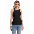 thumbnail image 7 of Women's High Neck Ribbed Tank Top 2-Pack Sleeveless Racerback Slim Fit Summer Casual White/Black Shirts, 7 of 7