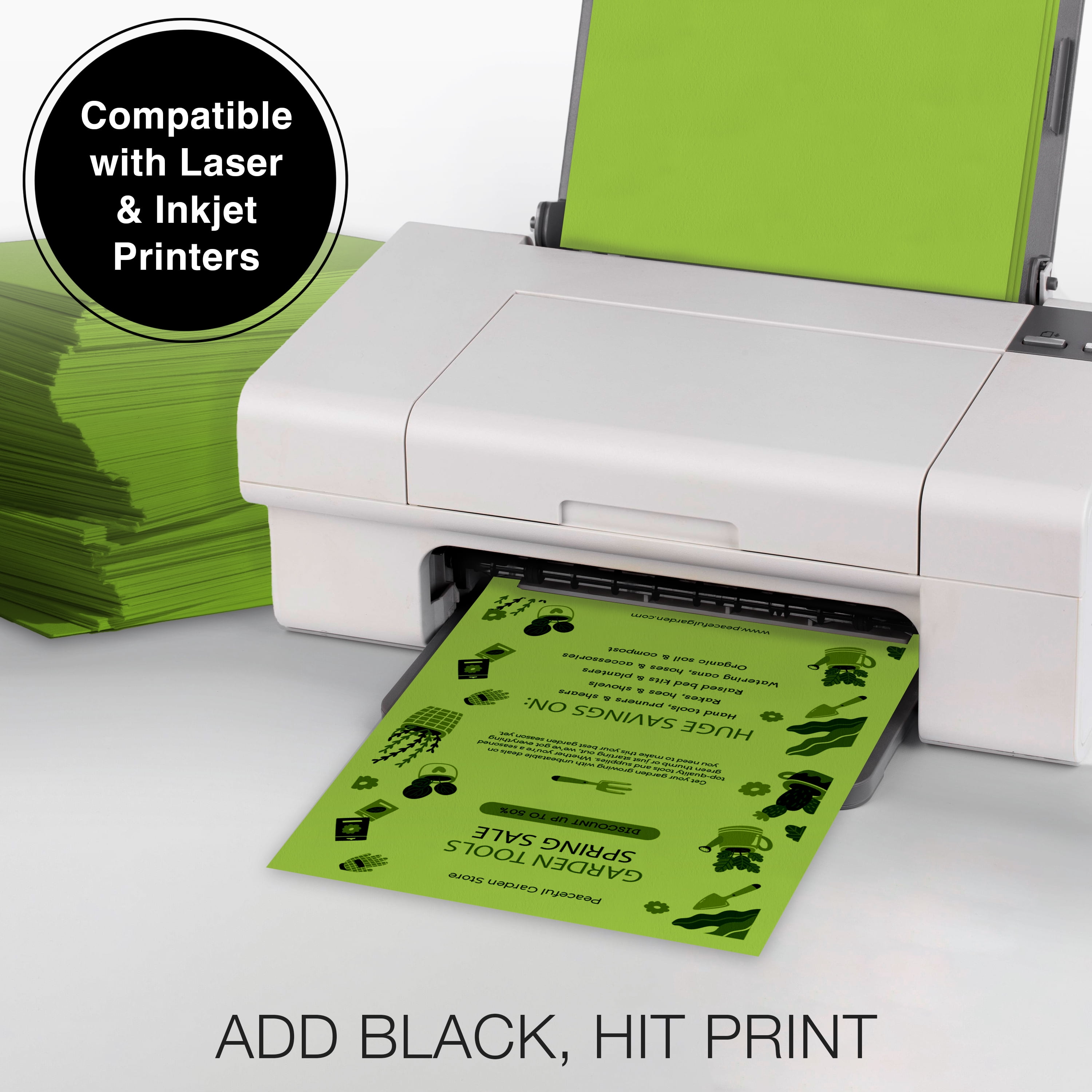 PrintWorks Premium Bright Emerald Green Colored Paper 8.5" x 11" - 24 lb/89 gsm - 2500 Sheets - Made in the USA - FSC® Certified - Acid-Free & Fade-Resistant - Printer Compatible (00103)