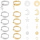 thumbnail image 1 of Juego de anillos de acero inoxidable, anillos ajustables para nudillos, anillo con forma de estrella, luna y rayo, anillos abiertos, color dorado y acero inoxidable., 1 of 7