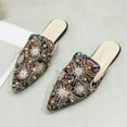 thumbnail image 4 of Mules Chaussures pour Femmes à Enfiler Chaussures Confortables Mode Mules Plates en Strass Mocassins Sans Talon, 4 of 9