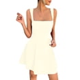 thumbnail image 1 of Vestido elegante de color liso para mujer: escote en V profundo, mangas con volantes, lazo en la espalda, vestido informal de fiesta para ocasiones veraniegas., 1 of 8