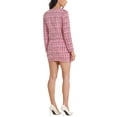 thumbnail image 3 of INSPIRE CHIC Women's 2 Piece Skirt Set Plaid Tweed Blazer Button Down Long Sleeve Jacket Mini Skirt Sets XS Pink, 3 of 7