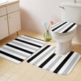 thumbnail image 2 of Black Grey Stripes Bath Mat 3 Piece Bathroom Rug Set, White Striped Vertical Modern Geometric Non Slip Bath Rug Contour Mat and Toilet Lid Cover, Absorbent Shower Mats Soft Bath Rugs and Mats Sets, 2 of 8