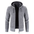 thumbnail image 1 of Chaqueta tipo cárdigan con cremallera y forro polar con capucha para otoño e invierno para hombre, 1 of 6