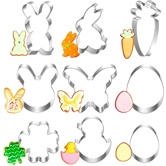 tumgatte 9 Piece Stainless Steel Cookie Cutter Set Easter Chicken Cake Baking Molds Home and Kitchen