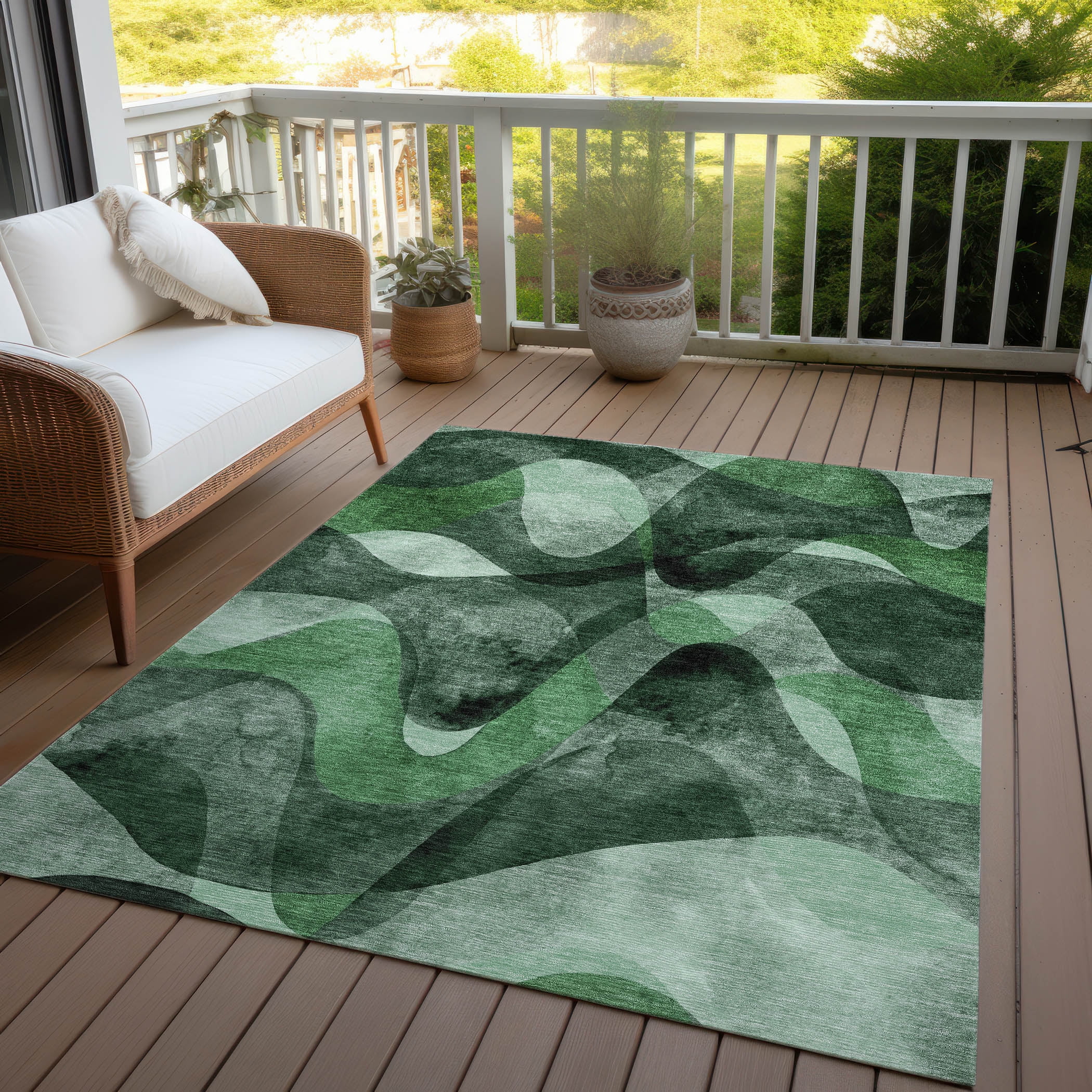 Addison Rugs Chantille Indoor/Outdoor Contemporary Abstract Fern Washable Rectangle Rug, 2'6" x 3'10"