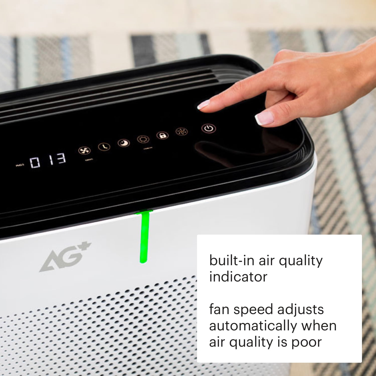 Brondell  Pro Air Purifier Clean Air Filter With Aurabeat AG+ Technology for Bedroom, Home Office, Reduces Odor from Smoke and Pets, Includes Filters, 1655 Square Feet, White