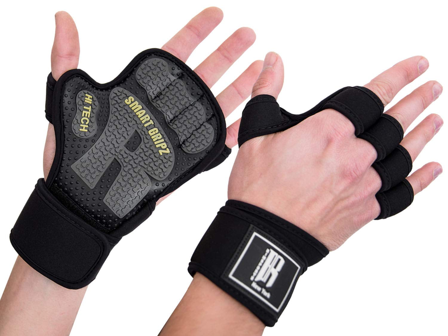 Tecbro Ventilated Weight Lifting Gym Gloves Built-in Wrist Wraps Multi-Purpose 
