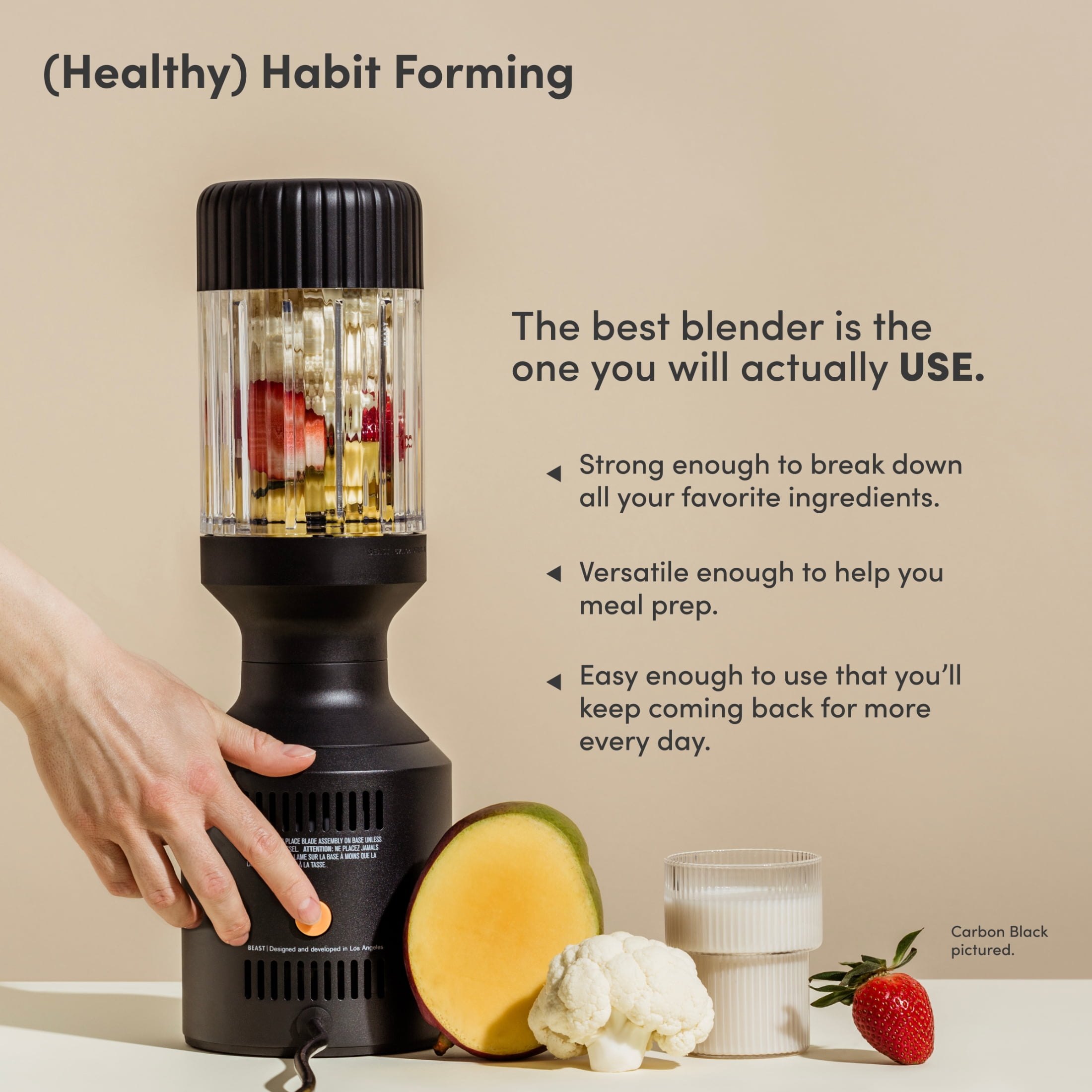 The Beast Blender; Personal Countertop Blending for Smoothies, Shakes, Food Prep & Frozen Fruits & Veggies; Extra Portable Vessels, Straw Cap & Straws Included; 1000W Motor (Cloud White)