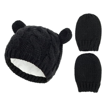 

NARABB Newborn Beanie For Boy Girl Cap Cotton Knitted Winter Warm Hats+Gloves Set