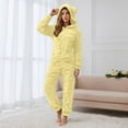 thumbnail image 5 of Womens Onesies Pajamas Warm Sherpa Romper Sleepwear One Piece Loungewear with Bear Ear (Yellow XL), 5 of 8