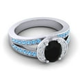thumbnail image 3 of 2.35 Ct Oval Cut Black Onyx & Blue Topaz Gemstone Luxurious Engagement Ring for Women Solid 14K White Gold Size 3.5 by Diamond-Capitals, 3 of 8