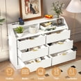 thumbnail image 4 of LUCKYELF 6 Drawer Dresser with Charging Station, Wood Storage Cabinet with Open Shelves, Modern Chest of 6 Drawer for Bedroom, Living Room, White, 4 of 6