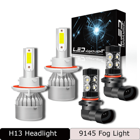 WVKVII H13 LED Headlight 9145 Fog Light Bulbs for Dodge Dakota 2005 2006 2007 2008 2009 4pcs