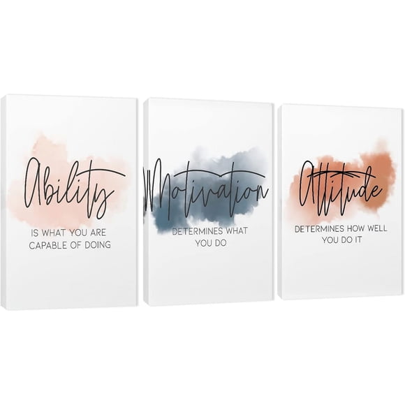 3 Piece Inspirational Canvas Wall Art Quotes Motivational Mindset Print Pictures for Office Wall Decor,Triptych Entrepreneur Poster Framed Artwork for Women Men Home Decor Ready to Hang (36"Wx18"H)