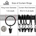 thumbnail image 3 of Anillos para cortinas con clips WeeksEight, paquete de 40, negros, 3 of 8