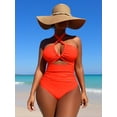 thumbnail image 2 of URSOFINE Women's One Piece Swimsuit Halter Neck Ruched Tummy Control Slimming Swimwear Cutout High Cut Bathing Suit for Beach, 2 of 4
