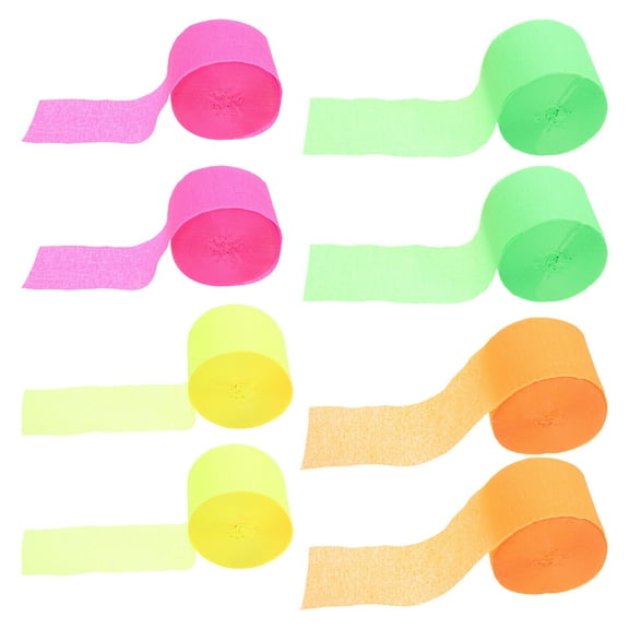 Masteelf 8pcs Crepe Paper Streamers Rolls For Wedding Birthday Party Decorations Fluorescent Colorful Crinkled Paper For Crafts Long Strips For Easy Cutting And Shaping