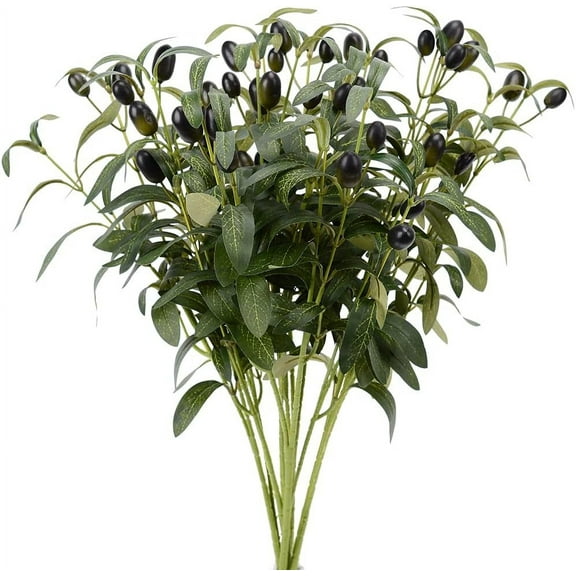 5pcs Olive Branch Artificial Plants Greenery Stems Faux Olive Branches for Vases (Green)