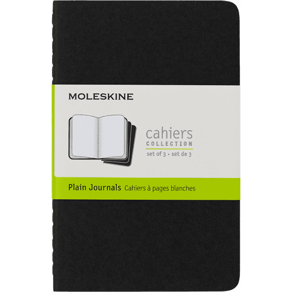 Moleskine Cahier Journals (Set of 3), Pocket (3.5" x 5.5"), Plain, Black