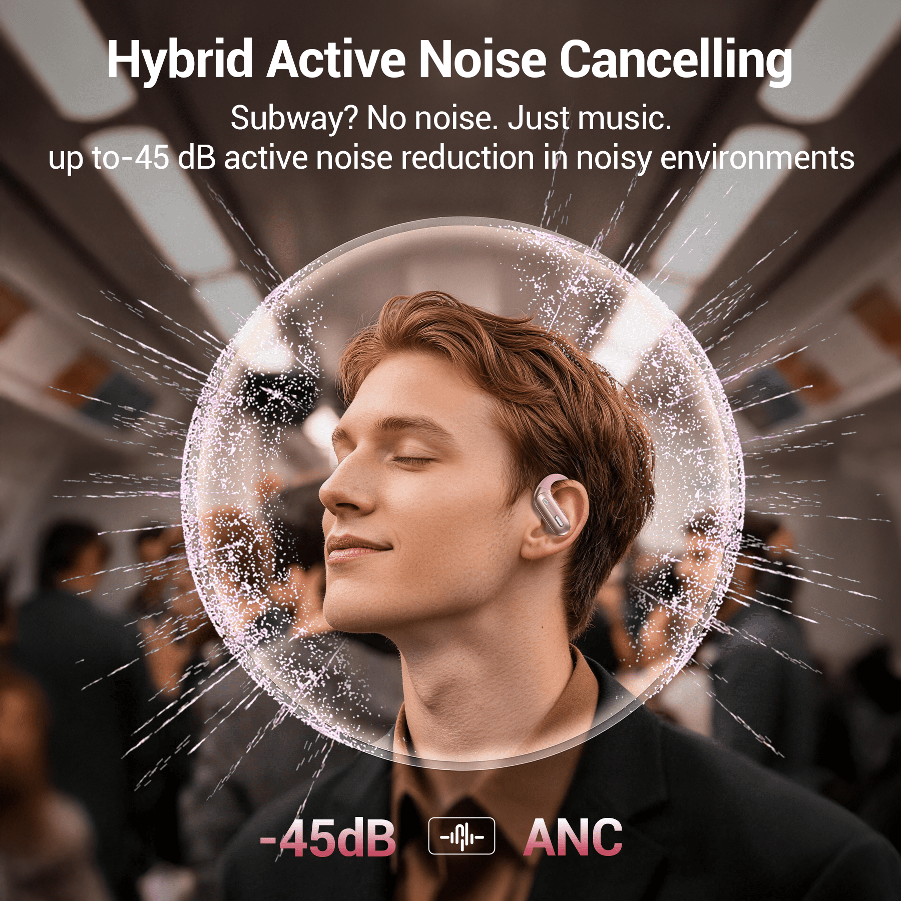 Hybrid Active Noise Cancelling Wireless Ear Buds, 75Hrs Bluetooth 5.3 Headphones IP7 Waterproof for Sport, Running Wireless Earphones with ENC, Deep Bass Over Ear bud with Earhooks for Android, iOS