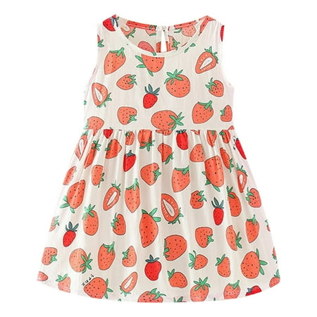 

Sngxgn Toddler Girls Dress Flowers Print Sundress Sleeveless Beach Cami Dress Sundress Girl Dresses Red Size 140