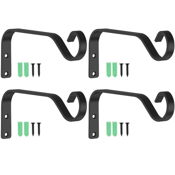 4Pcs Hanging Basket Bracket Heavy Duty Iron Hanging Plant Hanger 7.3in Plant Hanger Hook Rustproof Flower Basket Hook Easy to Install Plant Bracket Hook