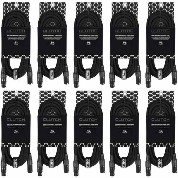 Clutch Sure-Fit 20' XLR Female to XLR Male Microphone / Speaker Cables (10-pack)