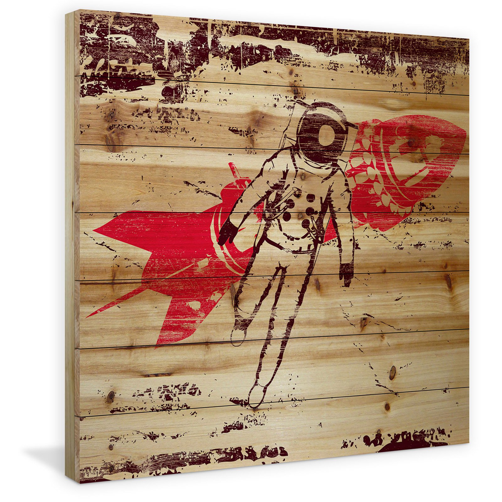 Marmont Hill - "Rocket Man" Painting Print on Natural Pine Wood