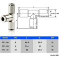 thumbnail image 2 of KAIYANG Conectores de aire NEUMÁTICOS de cobre niquelado de 6 mm de diámetro exterior, conexión a presión, unión en T recta (paquete de 5), TAMAÑO 3, 2 of 5