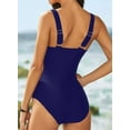 thumbnail image 5 of Eytino Womens One Piece Swimsuits Color Block Print Swimsuits Criss-Cross Back V Neck Bathing Suits Athletic Padded Athletic Training Swimwear Blue S Female, 5 of 7