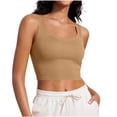 thumbnail image 3 of Aboser Womens Built in Bra Workout Tops Sleeveless Crop Athletic Shirt Breathable Square Neck Yoga Tops Slimming Soft Padded Sports Tank Top, 3 of 9