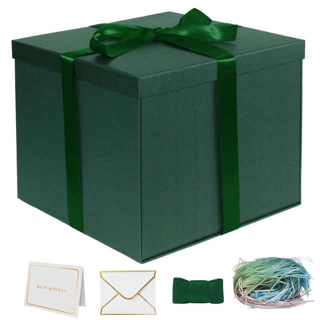 Caja de Regalo YINUOYOUJIA 30x30x25 cm Verde con Set de Cinta