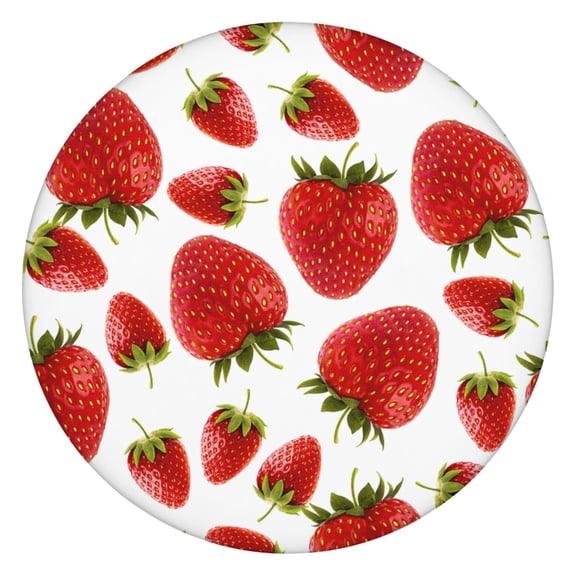 Sweet Strawberry Cake Round Tablecloth - Elastic Edge Waterproof Table Cover, Scratch-Resistant & Spill-Proof (44 inches)