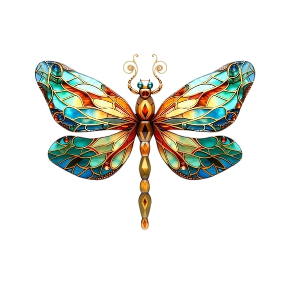 Dragonfly Wall Decor 3.5X3 Inch Stained Glass Style for Outdoor Patio