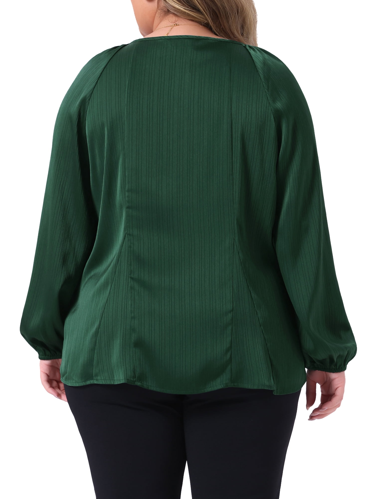 DARING DIVA Women's Plus Dressy Blouse Tie Front Elegant Shirt 3X Green