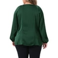 thumbnail image 4 of DARING DIVA Women's Plus Dressy Blouse Tie Front Elegant Shirt 1X Green, 4 of 6